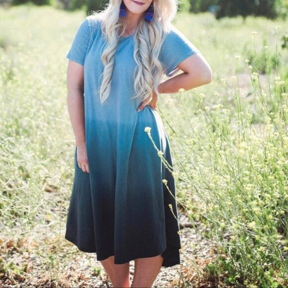 Lularoa small metallic Carly dress gray and metallic gold - Picture 9 of 9